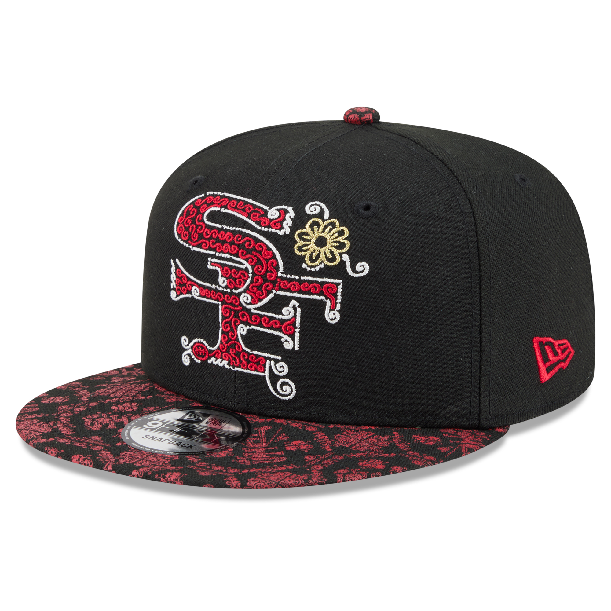 New Era Men's Black/Scarlet San Francisco 49ers Latino Heritage 9FIFTY Snapback Hat - Black, Scarlet