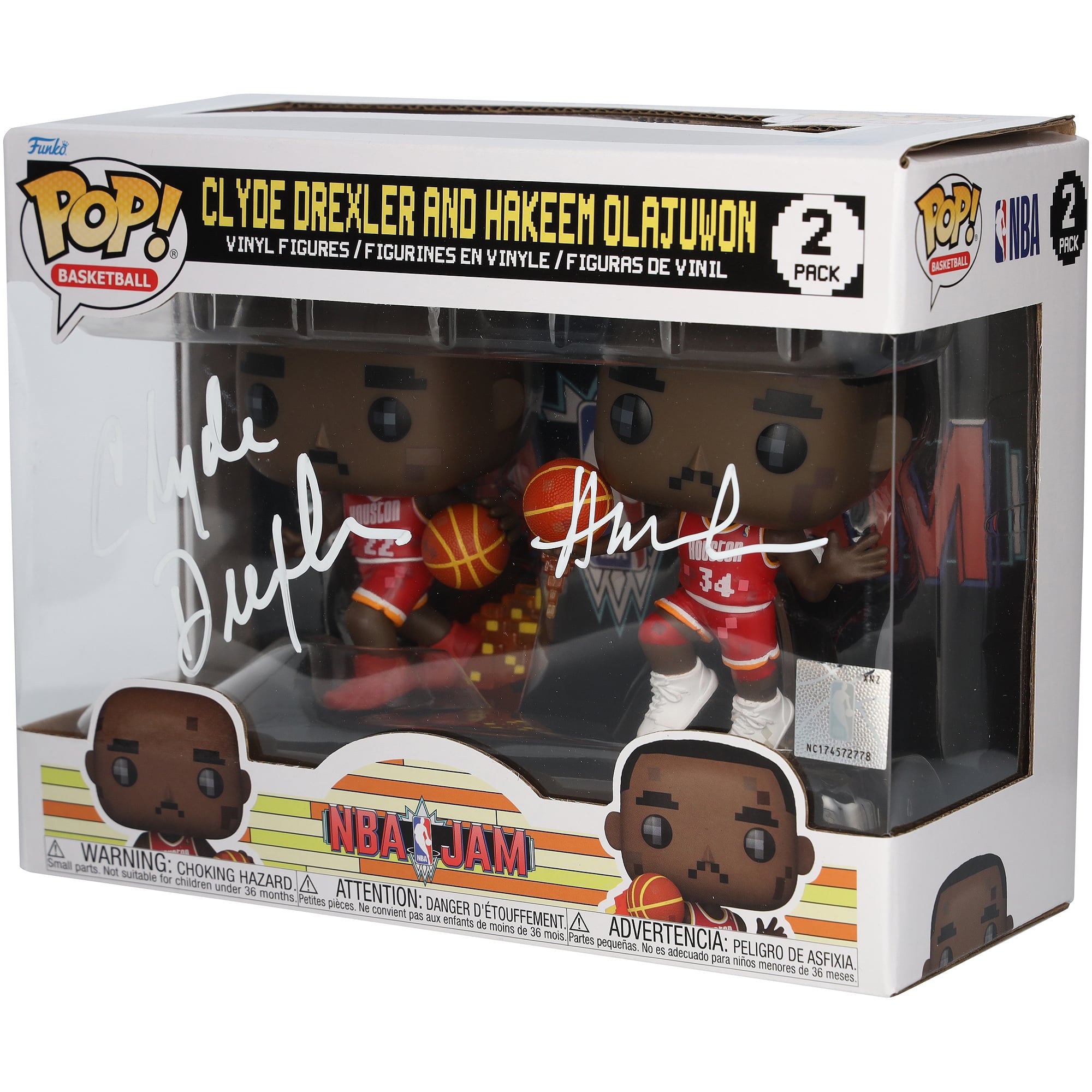 Clyde Drexler & Hakeem Olajuwon Houston Rockets Autographed Funko Pop! Figurine