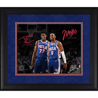Tyrese Maxey & VJ Edgecombe Philadelphia 76ers Facsimile Signature Framed 11" x 14" Spotlight Photograph