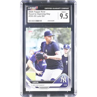 Luis Gil New York Yankees 2025 Topps Now Road to Opening Day #OD-30 CGC Authenticated 9.5 Card