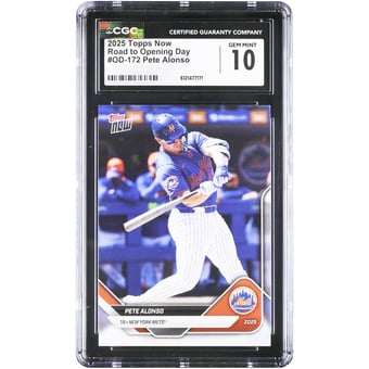 Pete Alonso New York Mets 2025 Topps Now Road to Opening Day #OD-172 CGC Authenticated 10 Card