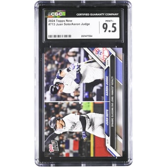 Juan Soto and Aaron Judge New York Yankees 2024 Topps Now Dynamic Slugging Duo Joins Yankees Royalty #713 CGC Authenticated 9.5 Card