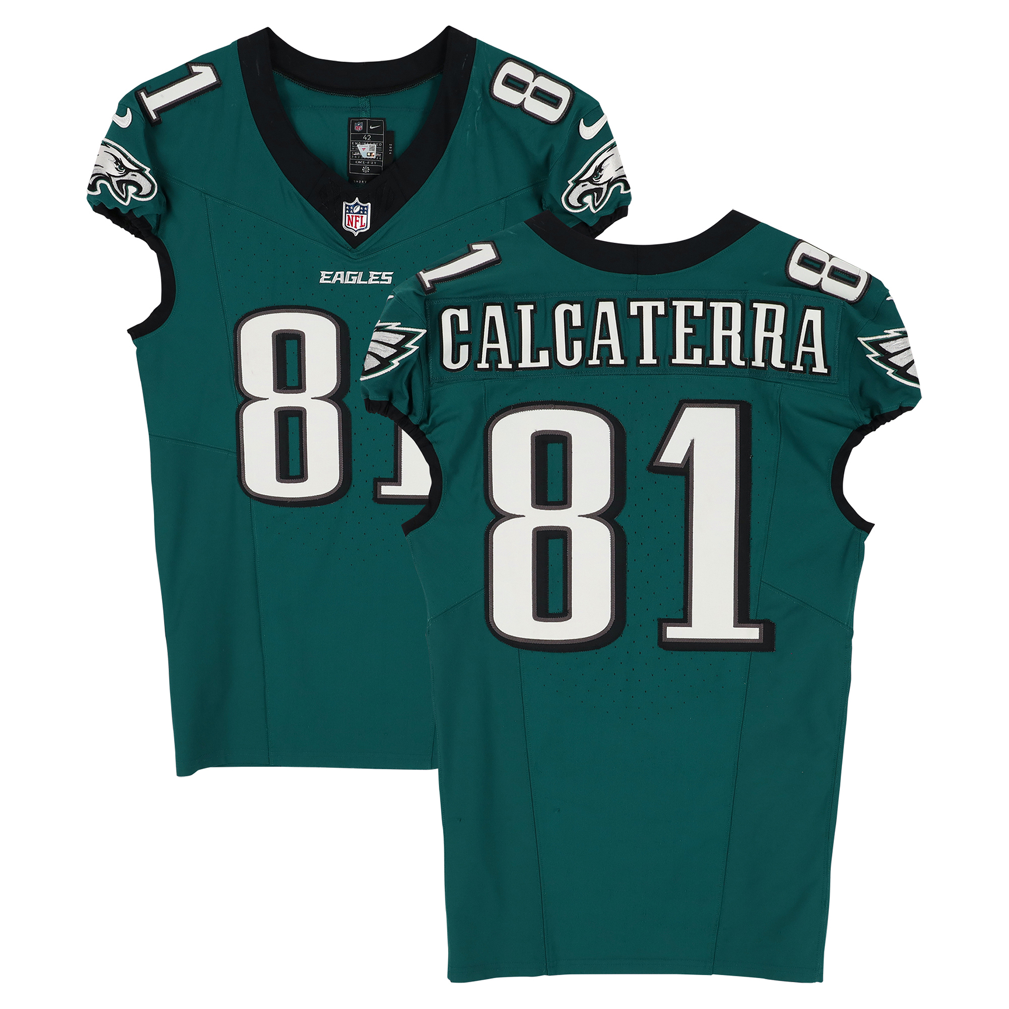 Grant Calcaterra Philadelphia Eagles Game-Used #81 Midnight Green Jersey vs. Tampa Bay Buccaneers on September 28, 2025