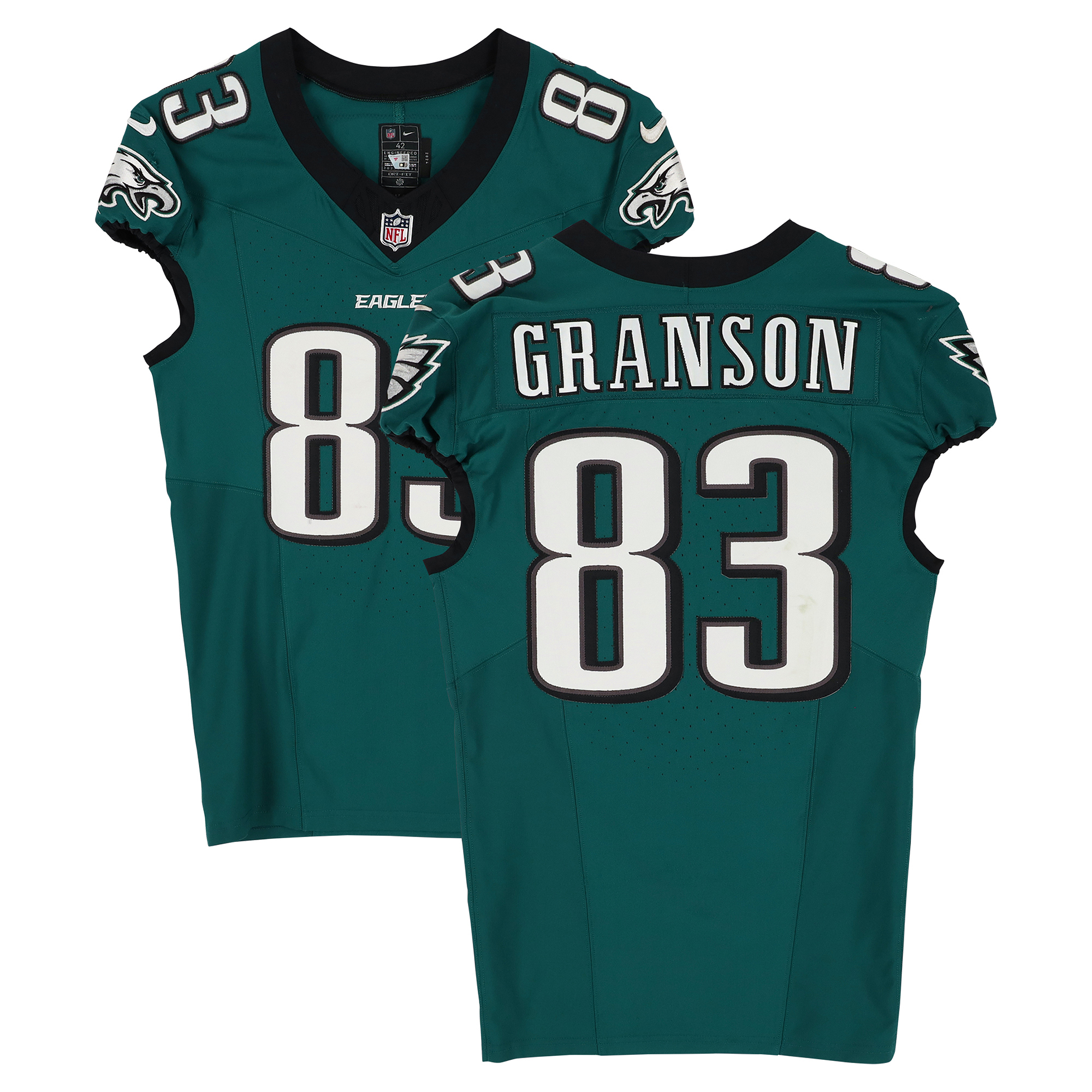 Kylen Granson Philadelphia Eagles Game-Used #83 Midnight Green Jersey vs. Tampa Bay Buccaneers on September 28, 2025