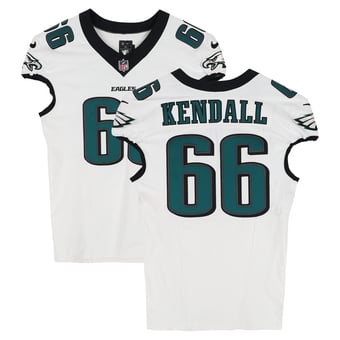 Drew Kendall Philadelphia Eagles Game-Used #66 White Jersey vs. Green Bay Packers on November 10, 2025
