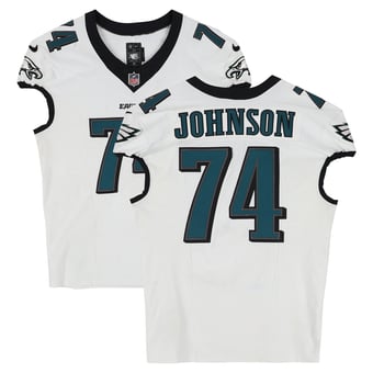 Fred Johnson Philadelphia Eagles Game-Used #74 White Jersey vs. Los Angeles Chargers on December 8, 2025