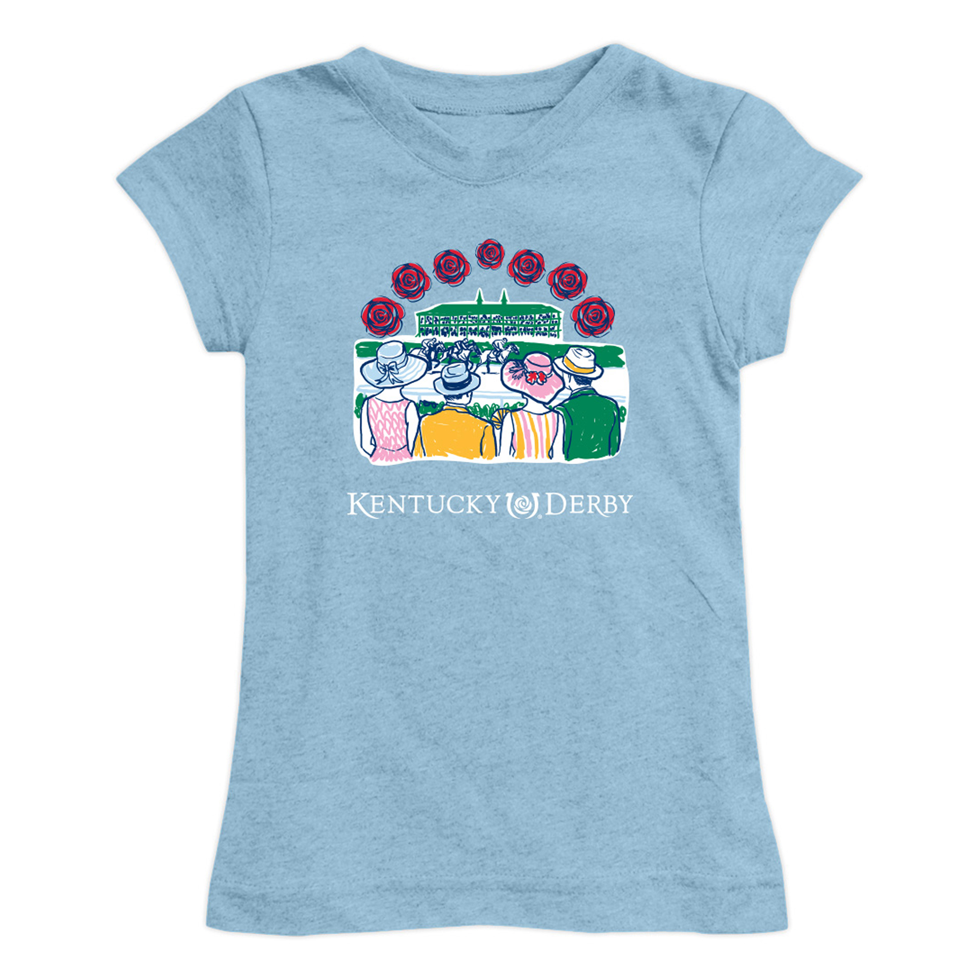 Girls Toddler Vive La Fete Light Blue Kentucky Derby Race Day Fitted T-Shirt