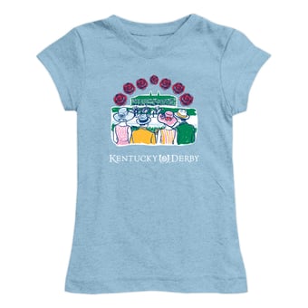 Girls Toddler Vive La Fete Light Blue Kentucky Derby Race Day Fitted T-Shirt