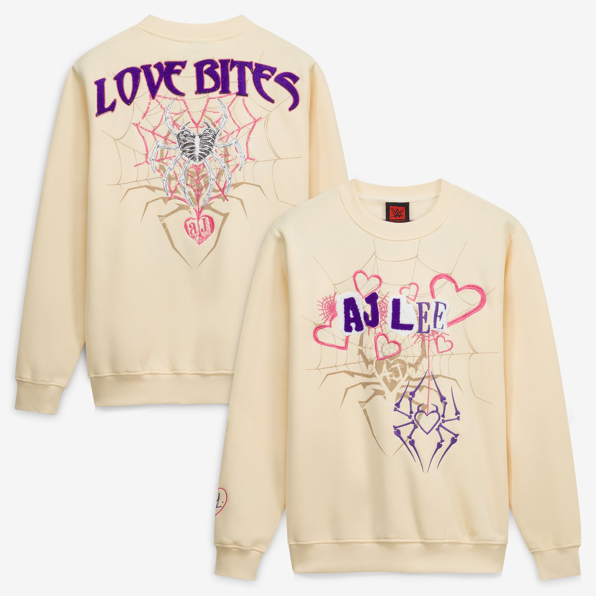 Men's Cream AJ Lee Love Bites Sweatshirt