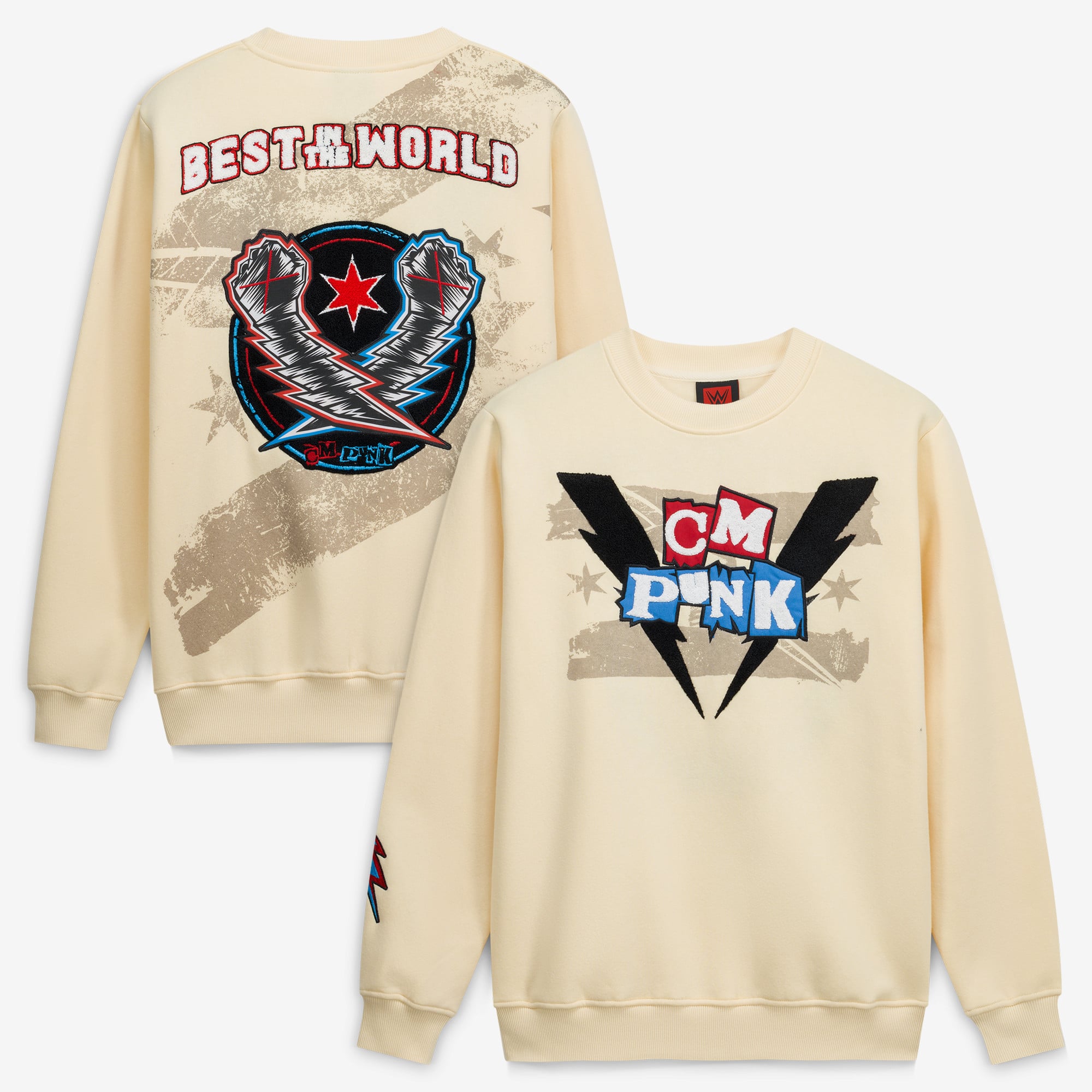 Men's Cream CM Punk Lightning Fists Sweatshirt