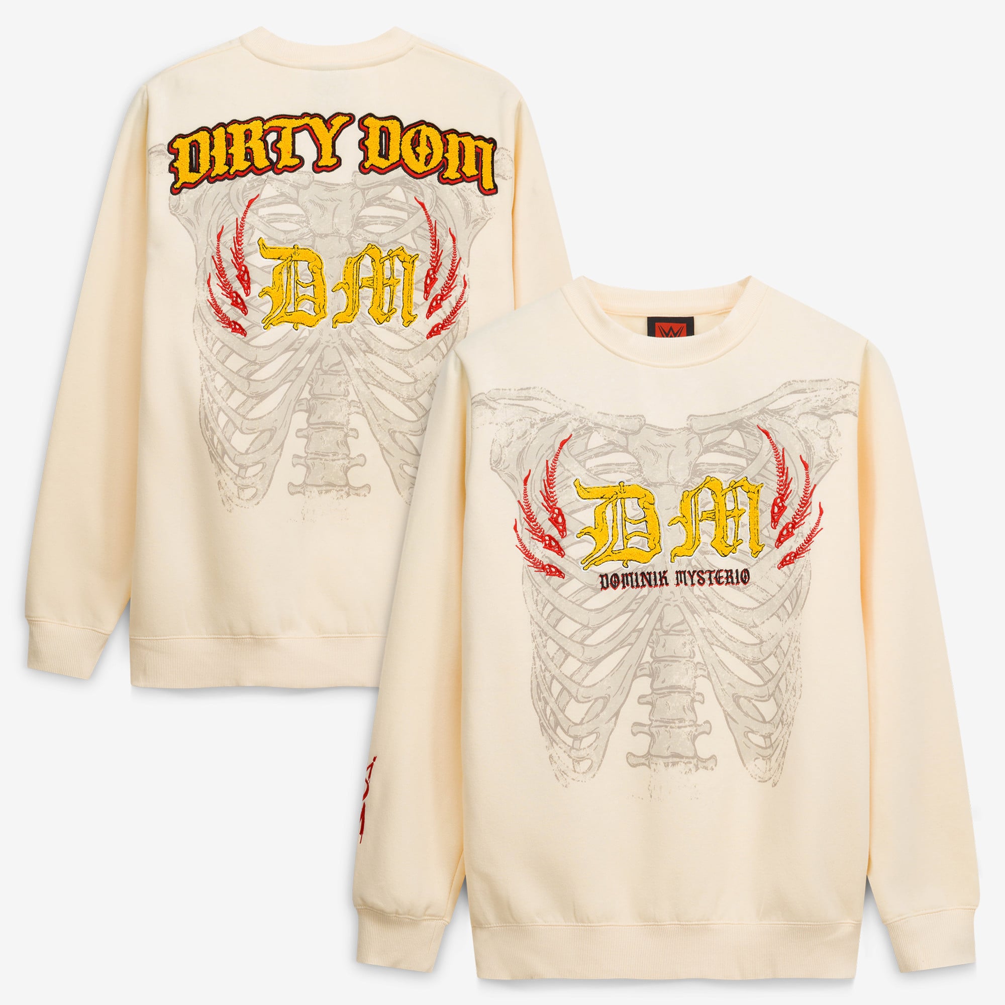 Men's Cream Dominik Mysterio Ribcage Bone Sweatshirt
