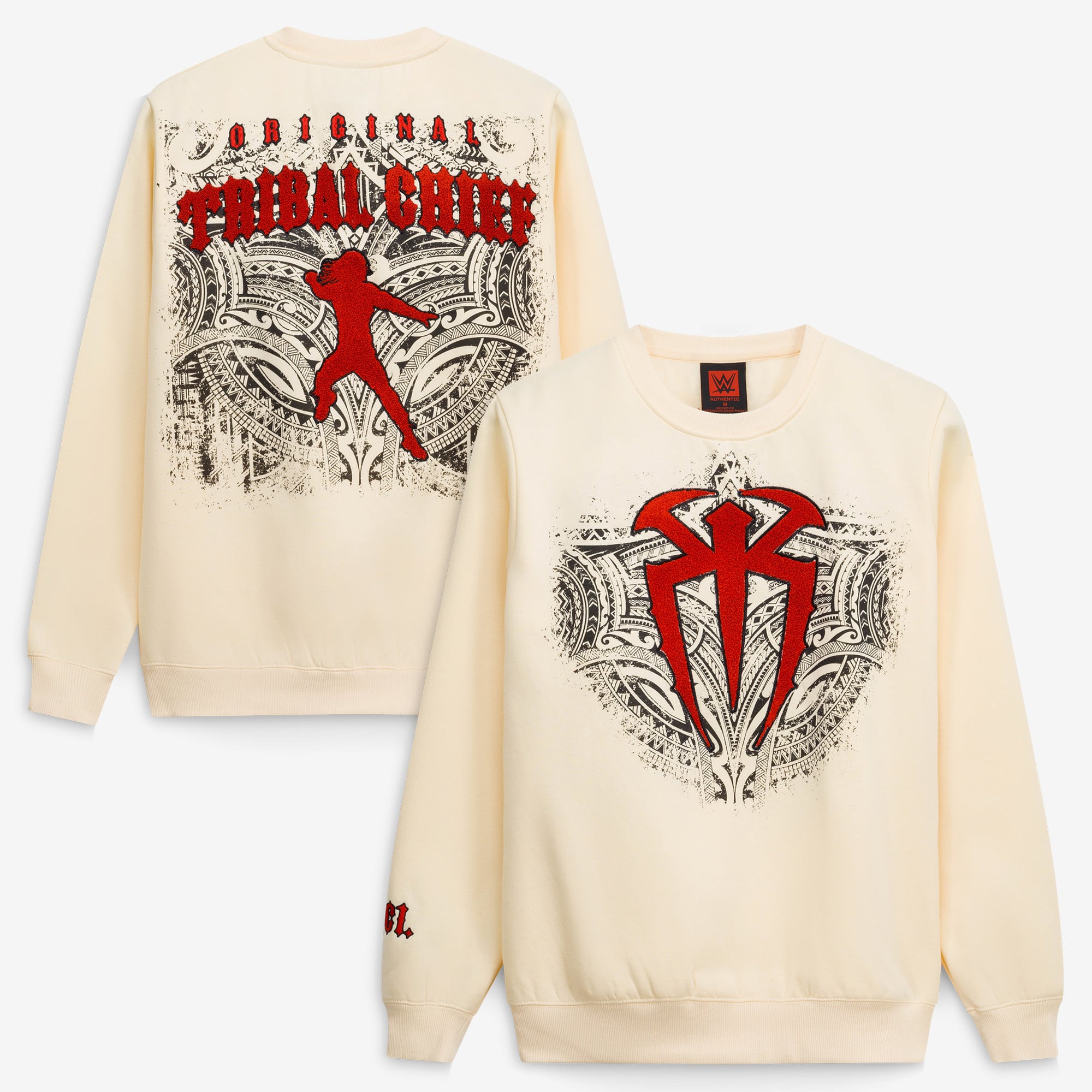 Men's Cream Roman Reigns The Original Tribal Chief Bone Sweatshirt