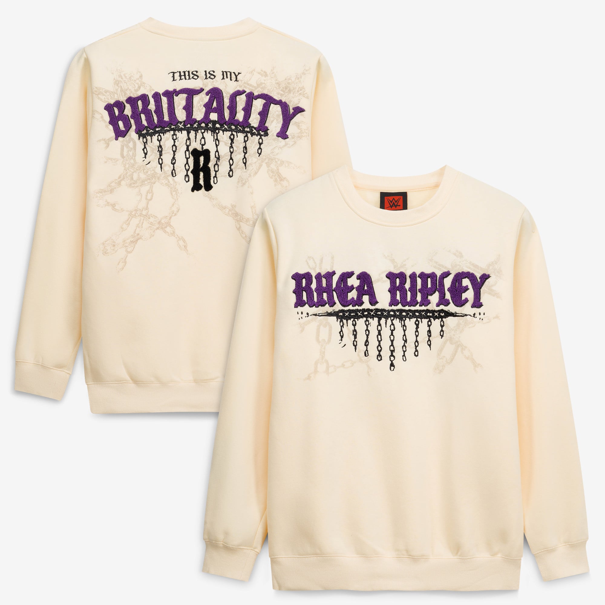 Men's Cream Rhea Ripley This Is My Brutality Bone Sweatshirt