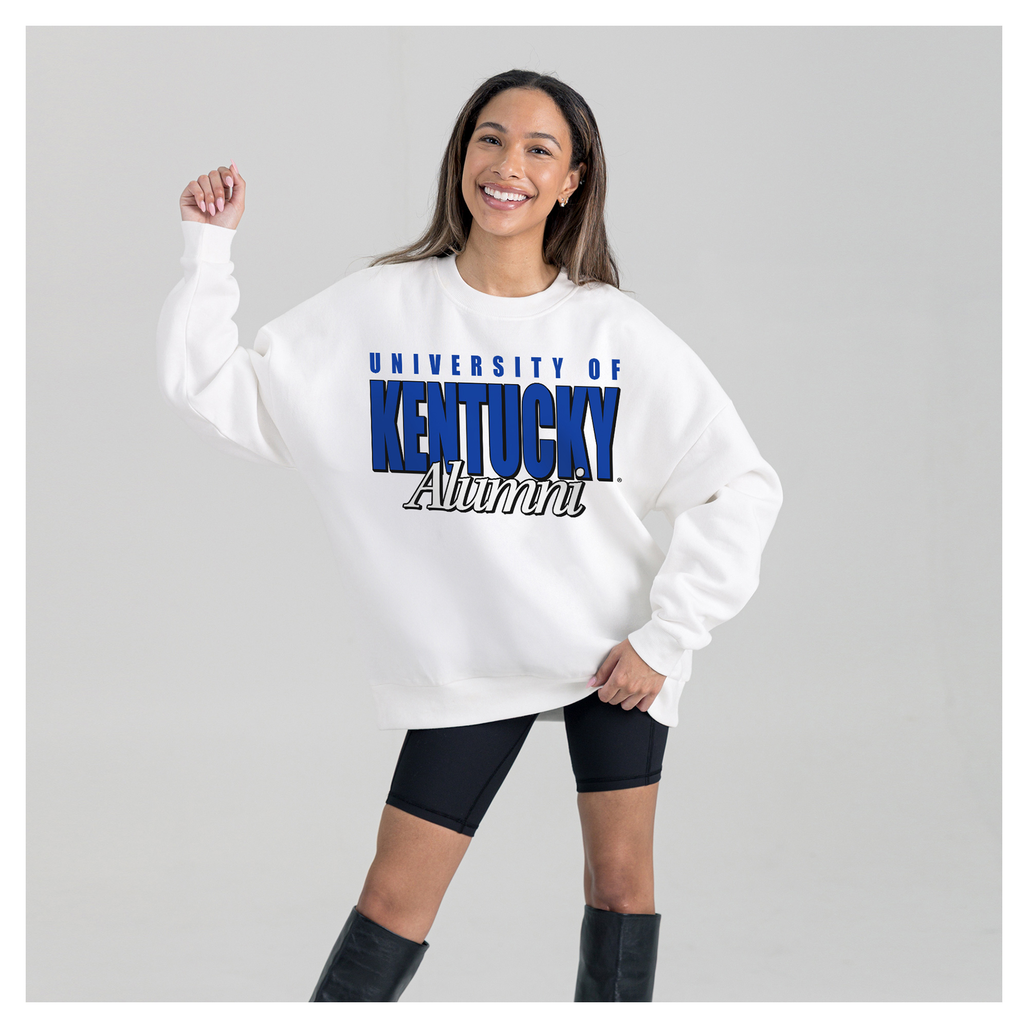 Women’s Gameday Couture White Kentucky Wildcats Alumni Era Oversized Premium Fleece Sweatshirt