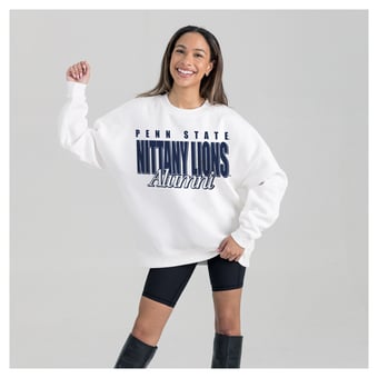 Women's Gameday Couture White Penn State Nittany Lions Alumni Era Oversized Premium Fleece Sweatshirt