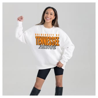 Women's Gameday Couture White Tennessee Volunteers Alumni Era Oversized Premium Fleece Sweatshirt