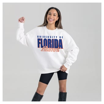 Women's Gameday Couture White Florida Gators Alumni Era Oversized Premium Fleece Sweatshirt