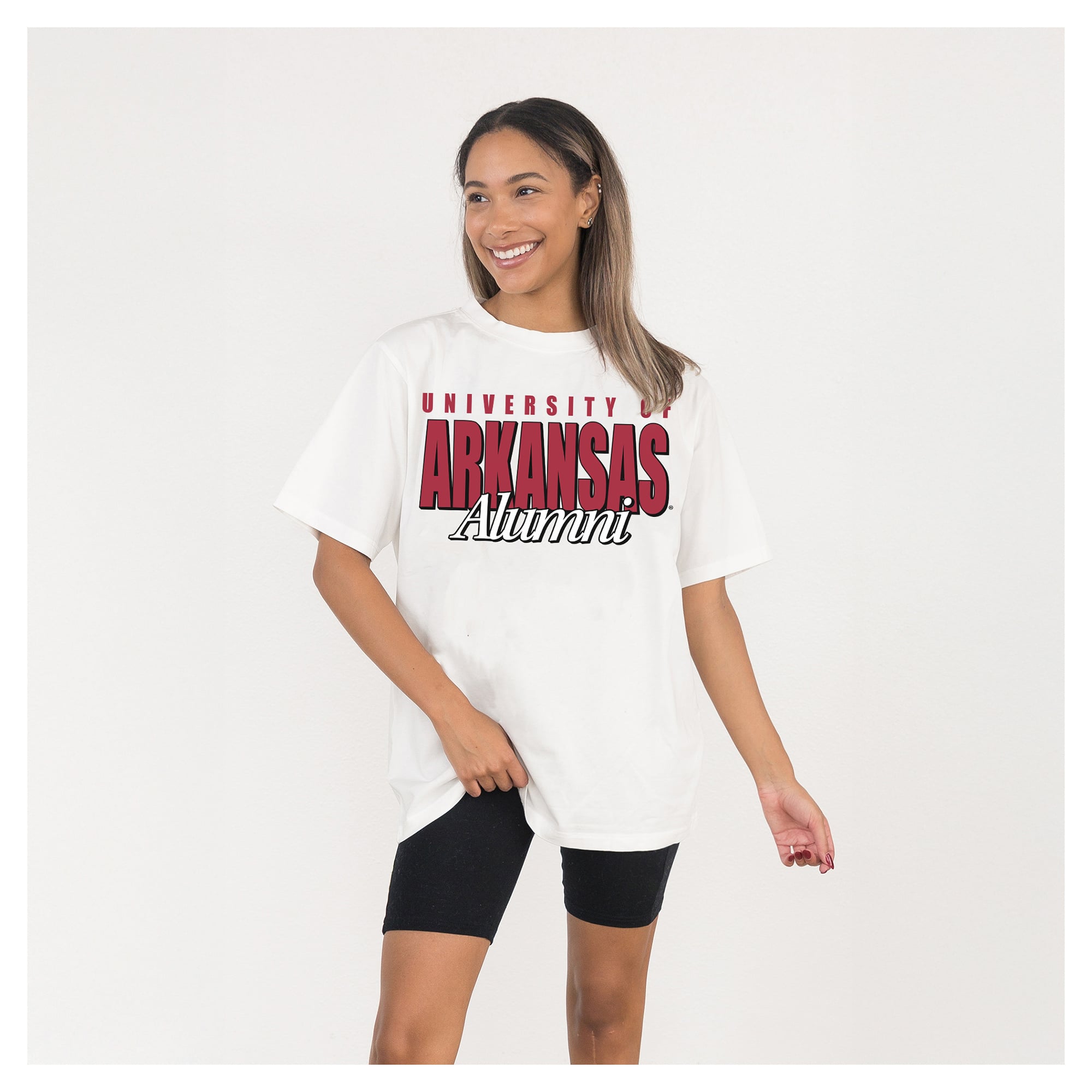 Women's Gameday Couture Cream Arkansas Razorbacks Alumni Era Oversized T-Shirt