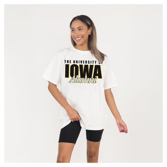Women's Gameday Couture Cream Iowa Hawkeyes Alumni Era Oversized T-Shirt