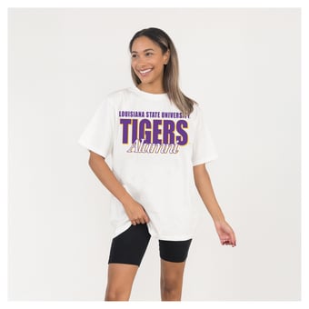 Women's Gameday Couture Cream LSU Tigers Alumni Era Oversized T-Shirt