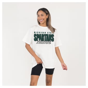 Women's Gameday Couture Cream Michigan State Spartans Alumni Era Oversized T-Shirt