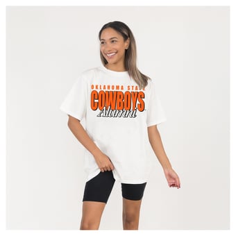 Women's Gameday Couture Cream Oklahoma State Cowboys Alumni Era Oversized T-Shirt
