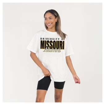 Women's Gameday Couture Cream Missouri Tigers Alumni Era Oversized T-Shirt