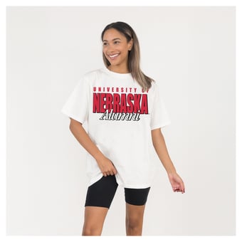 Women's Gameday Couture Cream Nebraska Huskers Alumni Era Oversized T-Shirt