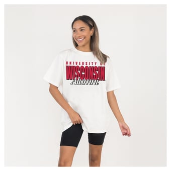 Women's Gameday Couture Cream Wisconsin Badgers Alumni Era Oversized T-Shirt