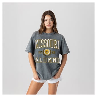 Women's Gameday Couture Gray Missouri Tigers Oversize Snow Washed T-Shirt
