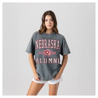 Women's Gameday Couture Gray Nebraska Huskers Oversize Snow Washed T-Shirt