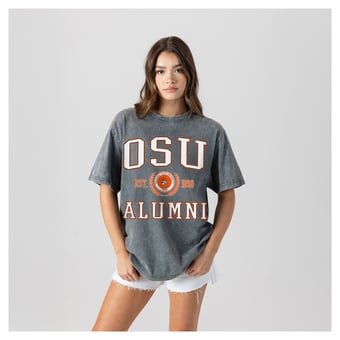 Women's Gameday Couture Gray Oklahoma State Cowboys Oversize Snow Washed T-Shirt