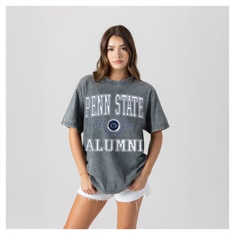 Women's Gameday Couture Gray Penn State Nittany Lions Oversize Snow Washed T-Shirt