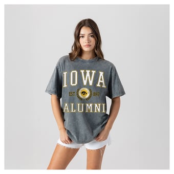 Women's Gameday Couture Gray Iowa Hawkeyes Oversize Snow Washed T-Shirt