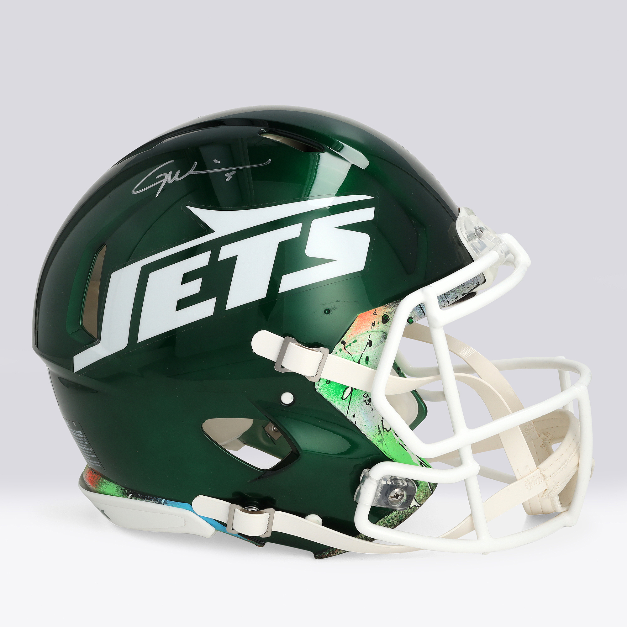 Garrett Wilson New York Jets Autographed Riddell 2024 Speed Authentic Helmet - Art by Shawn Voelker - NF70444454