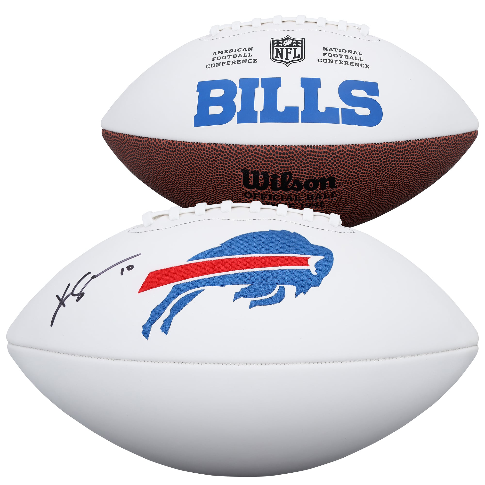Khalil Shakir Buffalo Bills Autographed Wilson White Panel Football