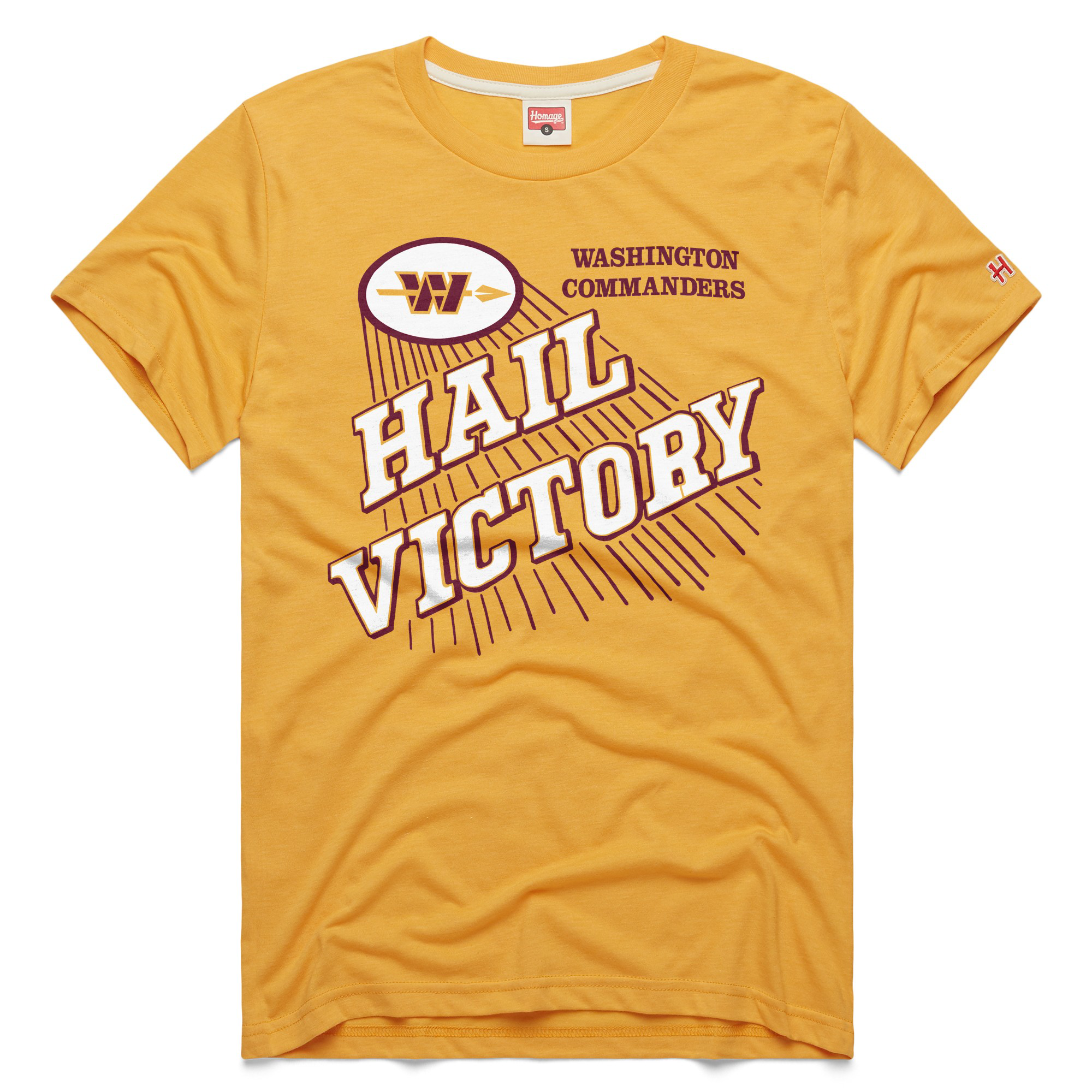Men's Homage Gold Washington Commanders Hail Victory Logo Tri-Blend T-Shirt