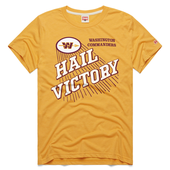 Men's Homage Gold Washington Commanders Hail Victory Logo Tri-Blend T-Shirt