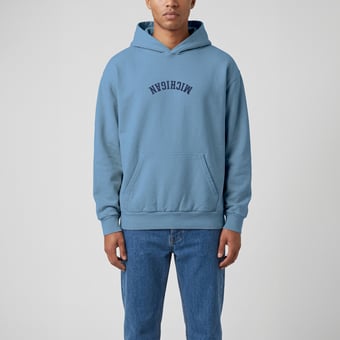 Men's Uscape Apparel Light Blue Michigan Wolverines Upside Down Embroidered Vintage Heavyweight Hoodie
