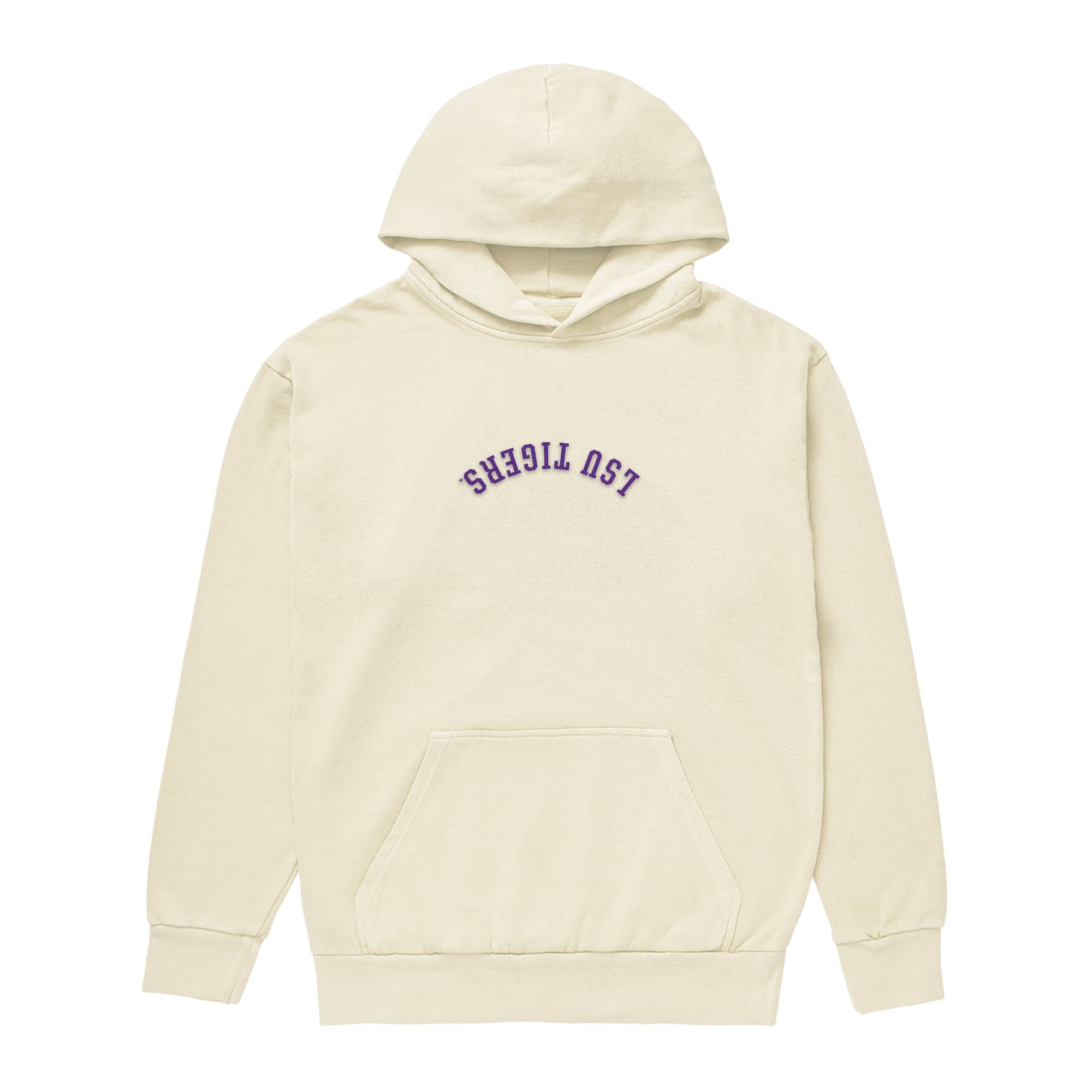 Men's Uscape Apparel Cream LSU Tigers Upside Down Embroidered Vintage Heavyweight Hoodie
