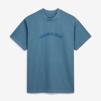 Men's Uscape Apparel Light Blue West Virginia Mountaineers Upside Down Embroidered Vintage Heavyweight T-Shirt