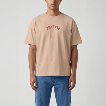 Men's Uscape Apparel Tan Alabama Crimson Tide Upside Down Embroidered Vintage Heavyweight T-Shirt
