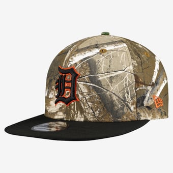 Men's New Era Camo Detroit Tigers Realtree Orange Pop 9FIFTY Snapback Hat