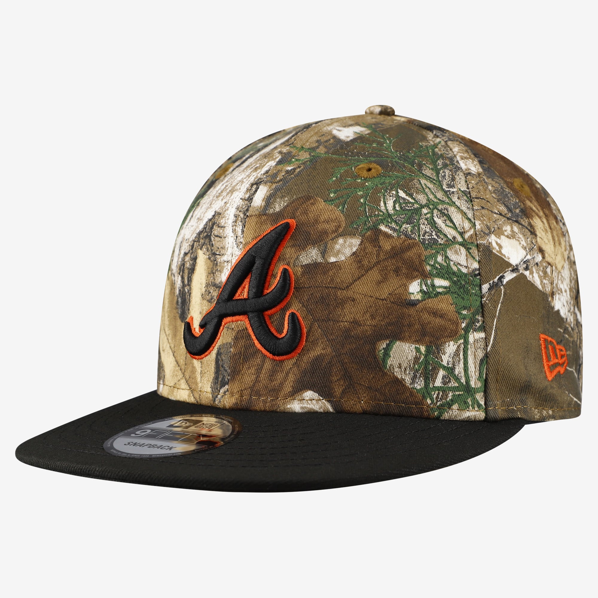 Men's New Era Camo Atlanta Braves Realtree Orange Pop 9FIFTY Snapback Hat