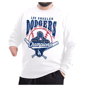 Men's G-III Sports by Carl Banks  White Los Angeles Dodgers Adaptive Ombre City Fleece Sweatshirt