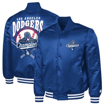 Men's G-III Sports by Carl Banks  Royal Los Angeles Dodgers Adaptive 2025 World Series Champions Satin Full-Snap Varsity Jacket