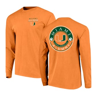 Men's  Orange Miami Hurricanes Circle Seal Alumni Long-Sleeve T-Shirt