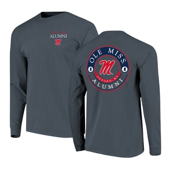 Men's  Navy Ole Miss Rebels Circle Seal Alumni Long-Sleeve T-Shirt