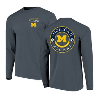 Men's  Navy Michigan Wolverines Circle Seal Alumni Long-Sleeve T-Shirt