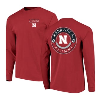 Men's  Scarlet Nebraska Huskers Circle Seal Alumni Long-Sleeve T-Shirt